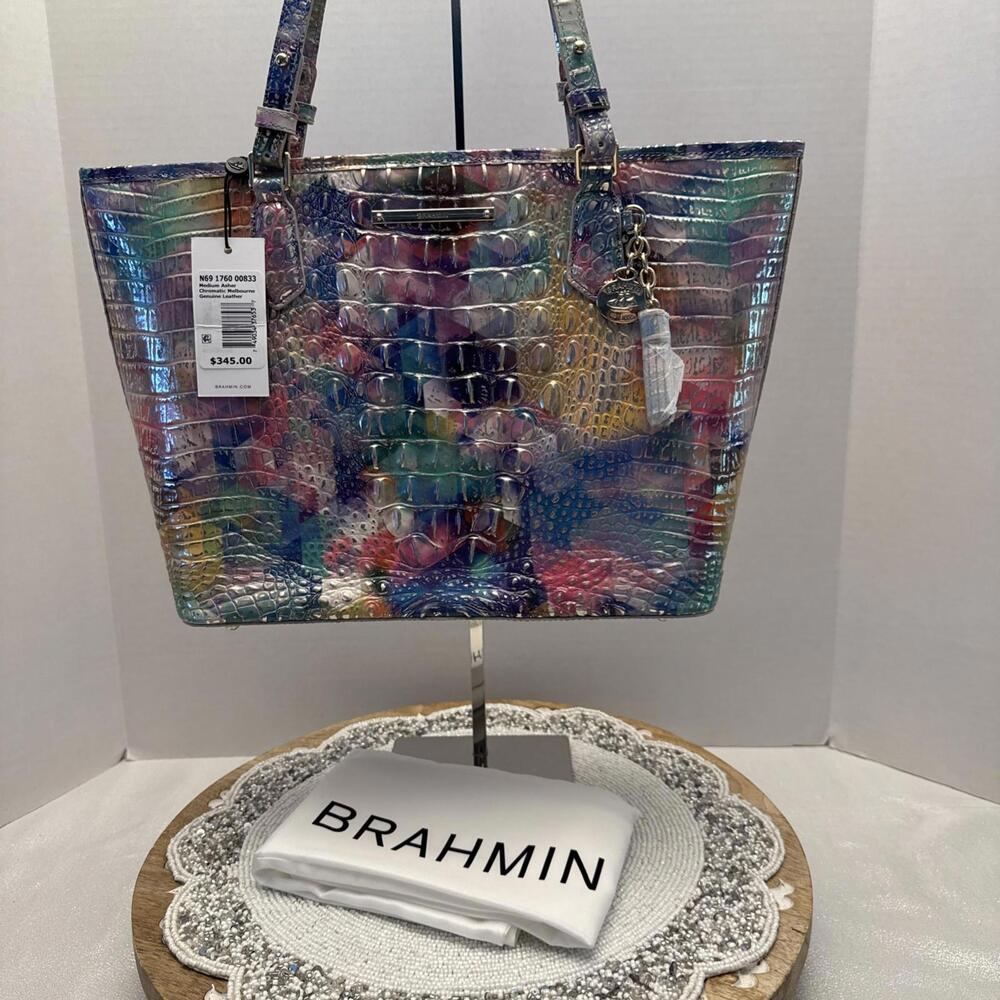 NWT Brahmin Medium Asher Tote Chromatic Melbourne Leather Tote W/dust Bag NWT